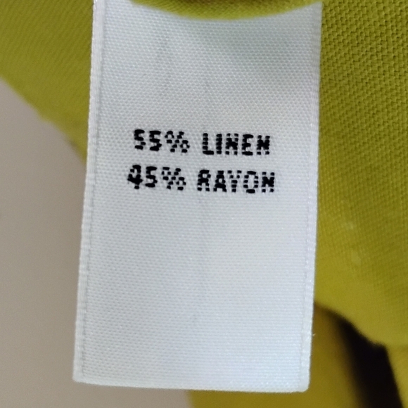 Chaus Linen-Blend Shacket — Chartreuse, Roll-Tab Sleeves, Pockets — 22W - Picture 8 of 8